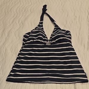 Nautica Navy and White Striped Halter Swim Top